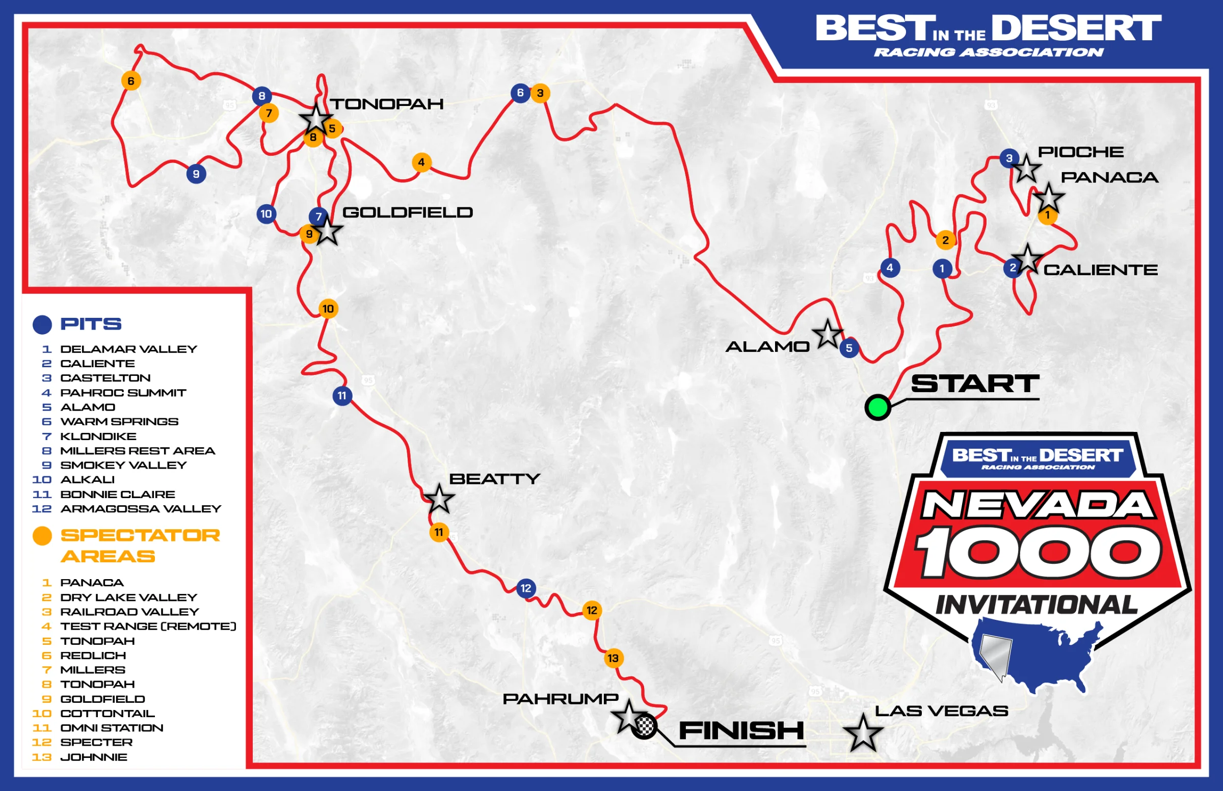 Nevada 1000 course map